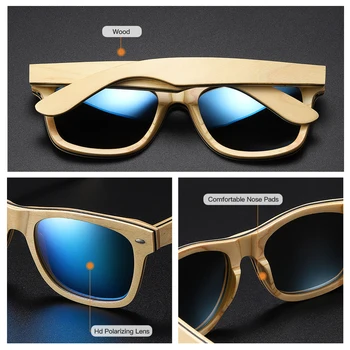 GM Retro de los Hombres gafas de Sol de las Mujeres Polarizado Gafas de sol de Madera hechas a Mano de Madera Gafas de sol de Playa de Madera Gafas de Oculos de sol S8170