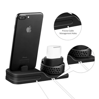 3 en 1 Muelle de Carga soporte Para Iphone 11/11 Pro Iphone XS Silicona soporte de carga de la Estación Para el Apple watch Airpods/Airpods Pro