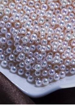 Uno de los pcs suelta perlas de Perlas Akoya blanco de la ronda 7-8mm de BRICOLAJE para la fabricación de joyas FPPJ mayorista de perlas de la naturaleza de piedra de la gema