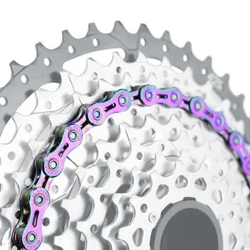 Portátil de la Cadena de la Bicicleta Deportes 9 10 Velocidad colorido de Oro Cadena de Bicicleta de Lleno a la Mitad Hueco de MTB de la Cadena de la Bicicleta de Titanio Cadenas Droshipping