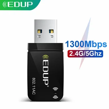 EDUP 1300Mbps Mini USB3.0 Wifi Adaptador de Red Wifi de la Tarjeta Dual de la Banda de 5.8 G/2.4 GHz Wireless AC Adaptador USB para PC Portátil de Escritorio