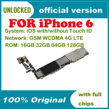 Completo de desbloqueo para el iphone 6 4.7 pulgadas de la Placa base sin / con Touch ID del iphone 6 Placa base con Sistema IOS,gastos de Envío Gratis