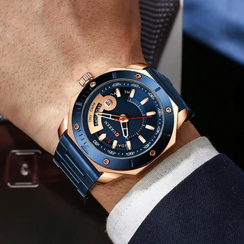 2020 Nuevas CURREN el Negocio de la Moda los Relojes de Cuarzo de la Marca Superior de Lujo Azul reloj de Pulsera De los Hombres de Acero Inoxidable de la prenda Impermeable del Deporte del Reloj
