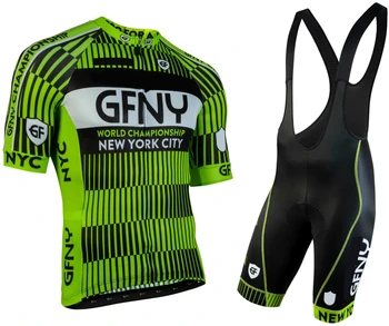 GFNY jersey de ciclismo 20D culotte verde Fluorescente de ciclismo MTB maillot ciclismo hombre de bicicleta de carretera de ropa réplica
