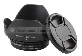 Lente de la cámara Anillo Adaptador de Filtros de Metal FA-DC58E a 58 mm rosca Hembra + tapa de la Lente + parasol + Filtro UV 58mm Para G1X Mark II