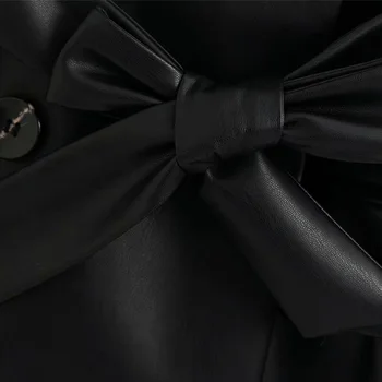 2020 New Vintage de la Moda de la PU de Cuero de Imitación Chaleco Elegante de Doble Botonadura Con Cinturón Bolsillos Mujeres Chalecos Prendas de vestir exteriores