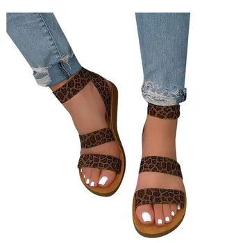 Verano de Mujer Sandalias de Plataforma Abierta de Dedo Deslizarse Sobre Pisos zapatos Casual al aire libre Interiores de Zapatos de las Sandalias de Leopardo de Impresión sexy zapatos de las mujeres