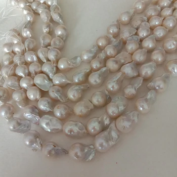 16 pulgadas de cuentas de perlas en la playa, Naturaleza de agua dulce suelta perlas con gran barroco forma, tener Un par de reparar.ancho de 13-16 mm