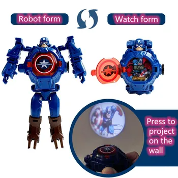 Los niños del Reloj Creativo de dibujos animados de la Deformación Reloj de Juguete Robot Boy Niños Transformar Juguete de Proyección de Luz de Chica Relojes