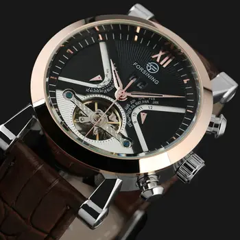 Superior de Lujo Tourbillon esqueleto Mecánico Automático reloj de los hombres Steampunk Relojes de bronce relojes Masculinos relogios reloj masculino