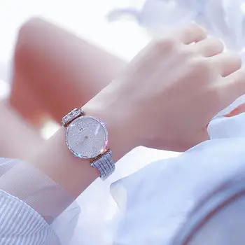 Nueva Llegada de BS Completa de Diamante Reloj de las Mujeres de Lujo Bling Cristales Austriacos Reloj de Dama de diamantes de imitación Reloj de Pulsera brazalete