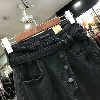 Ripped Jeans para las Mujeres pierden la Vendimia de la Moda Femenina de las Mujeres de Cintura Alta del Botón de Harén Pantalones Casuales pantalones Vaqueros de Talla Plus