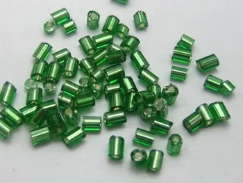 5000 Tubo de Vidrio Bugle Semilla de Perlas 2X2mm Verde Plata Forrada + Caja de Almacenamiento
