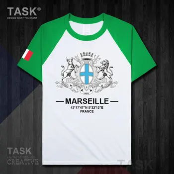 Marsella, Francia, Europa turístico internacional de la ciudad de la Provenza logotipo de la cultura de recuerdos para hombre de los deportes de moda camiseta tops de algodón camiseta de 20