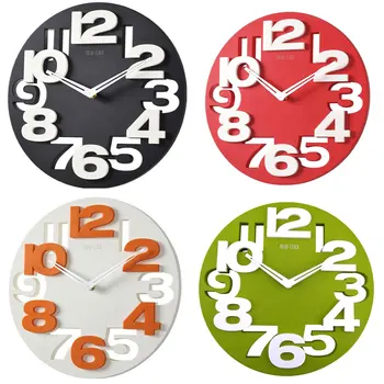 Nuevo Reloj Reloj de Pared de la Novedad Hueco 3D de Grandes Dígitos de la Cocina del Hogar Decoración de la Oficina Redondo en Forma de Reloj de Pared de Arte de Reloj de la Decoración