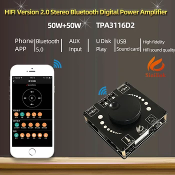 50Wx2 AP50H de alta fidelidad de Bluetooth 5.0 de Audio Inalámbrico TPA3116D2 Digital amplificador de Potencia Estéreo de la junta Amp Amplificador USB AUX de 3,5 MM de la APLICACIÓN