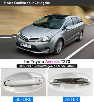 Para Toyota Avensis 2009 - 2017 Cromo Cubierta de la Manija de Recorte T270 2010 2011 2012 2013 2016 Accesorios de la etiqueta Engomada del Coche de Estilo