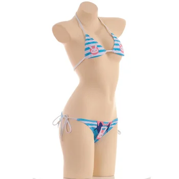Sexy Lindo Micro Bikini D. va Disfraces de Anime Japonés Bra Y Panty Conjunto de Cosplay de la Tanga del Bikini Azul