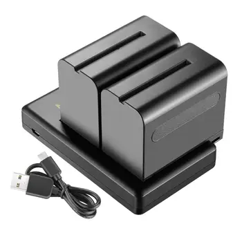 Neewer 2-Pack 6600mAh batería de Li-ion de Reemplazo de la Batería con el Cargador USB para Sony NP-F550 570 750 770 970 960 975,Sony Handycams