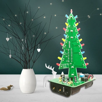 DIY Árbol de Navidad kit Fácil de Hacer Luz LED de Acrílico Árbol de Navidad con Música Electrónica, Kit de Aprendizaje del Módulo