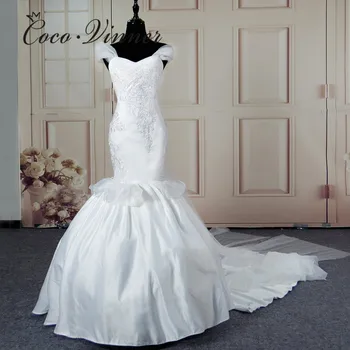 Satinado elegante de la Vendimia vestido de Novia de Sirena 2020 con mucho envoltorio Blanco Puro Encaje Bordado Africana de la sirena del Vestido de boda de W0216