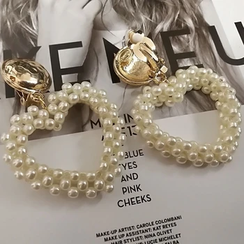 Mimiyagu coreano hechos a Mano en forma de Corazón Grande Gota Pendientes de Perlas Para las Mujeres