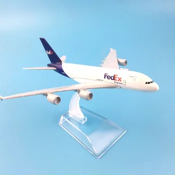 Airlines a380 de fedex express modelo de la aeronave la aeronave modelo de simulación de 16 cm de aleación de navidad de juguete de regalo para los niños