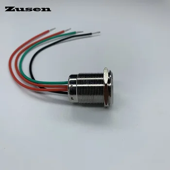 Zusen 22mm toque el interruptor de on/off tipo de cables del interruptor de botón con 6-24V led de IP67