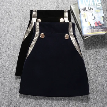 La moda Otoño Invierno de Terciopelo de la Falda de las Mujeres de la Falda Corta de Mini Una línea de Harajuku de Oro Faldas de Terciopelo Señoras de Oficina Jupe Femme Saia