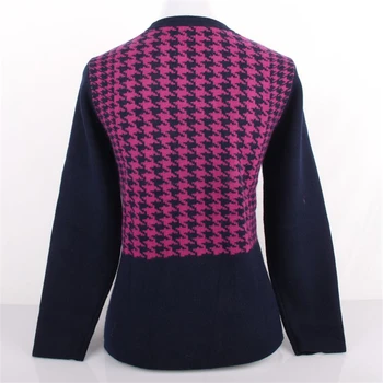 El de la cachemira de jacquard de punto grueso de tela escocesa de las mujeres cardigan sweater capa baja Oneck de gran tamaño M-6XL mayorista minorista
