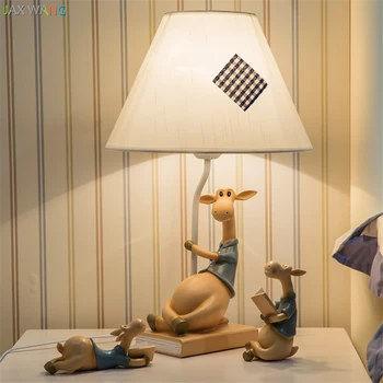 JW_Nordic Hermosa Mesita de noche LED Lámparas de Mesa para el Dormitorio del Mediterráneo de dibujos animados de los Ciervos de las Luces de la Sala infantil de la Navidad de la Decoración de la Lámpara