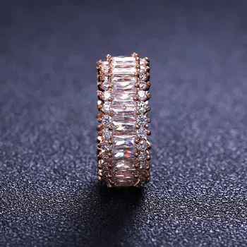 Rose Gold top nuevo anillo de compromiso a las mujeres cúbicos circón 925 brillo elegante anillo flor para las mujeres