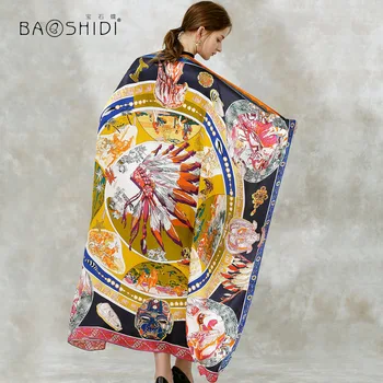 [BAOSHIDI] de seda de las mujeres de la moda bufanda,16m/m de espesor Infinito 132*132 invierno bufandas, marca de Lujo de regalos de la dama de seda pura chal