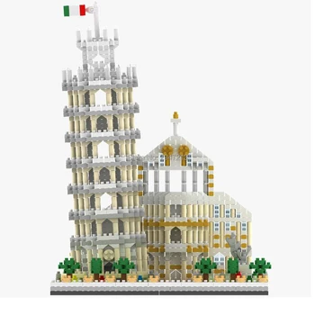 Caliente Lepining creadores de la ciudad de la arquitectura clásica vista a la Calle Italia Torre Inclinada de Pisa modelo mini micro diamante ladrillo bloque de juguetes