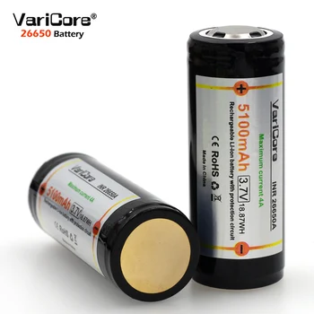 VariCore 26650 3.7 V de Litio de la Batería 26650 4A Alta corriente de descarga de la Junta de Protección de la Batería para Resaltar Linterna