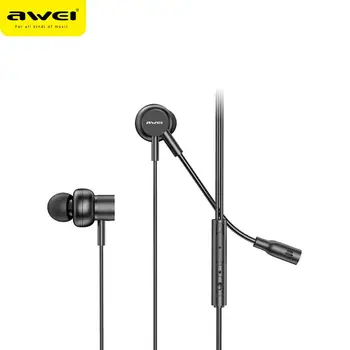 AWEI ES Nuevo-180i En la oreja los Auriculares Gaming Enchufe de 3.5 mm Con Micrófono Para el Teléfono ,la Computadora, los Juegos de Vídeo Estéreo HD Voz Limpia