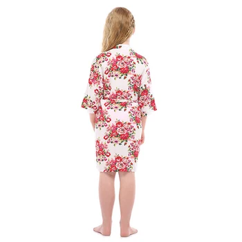 Traje de los niños del Algodón de los Niños del verano Kimono Batas de Baño de Dama de honor Vestido de Niña de Flores infantil Suave albornoz Camisón de Flores túnica