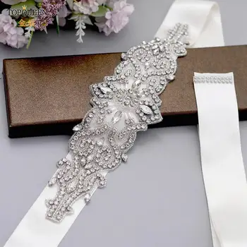 TOPQUEEN S26 Novia Cinturones de diamantes de imitación Apliques Vestidos De novia Vestido de Fiesta de la Correa con Rebordear Vestido de Novia Accesorios