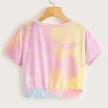 Verano Tops Para las Mujeres 2020 Camiseta Tie-Dye de Impresión de Manga Corta Gradiente de Tops de 8 colores Casual de la Camiseta de las Mujeres harajuku tops camisa#G4