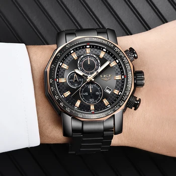 2020 Nuevas LIGE los Hombres de los Relojes de la Marca Superior de Lujo Cronógrafo Impermeable de la Moda de Acero Inoxidable Reloj De los Hombres del Deporte del Reloj reloj hombre