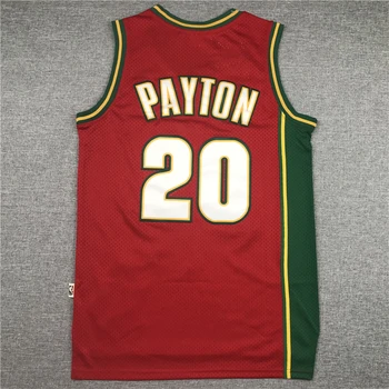 NBA Hombres Seattle SuperSonics #20 Gary Payton Baloncesto Camisetas Rojas Camisetas