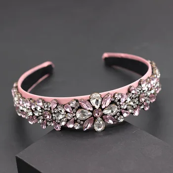 La moda salvaje exagerada de la personalidad de la diadema de Nuevo Barroco de lujo en forma de corazón partículas de diamante de imitación de la flor de la moda de la diadema de 743