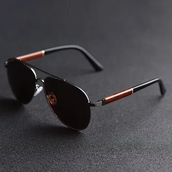 Evove de Cristal de las Gafas de sol Masculinas de la Marca del Diseñador de Gafas de Sol para los Hombres de Brown de la Aviación de la Vendimia Oversize de Lujo de Alta Calidad Anti Scratch