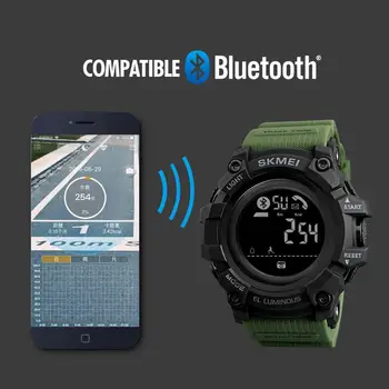 SKMEI1643 Inteligente de digitaces del Deporte del Reloj de los Hombres de Bluetooth Podómetro de la Frecuencia Cardíaca de la Aptitud de la Pulsera de la Llamada de Recordatorio Smartwatch Para ios, Android