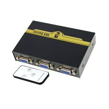 VGA Switch Conmutador de Splitter 2 En 1 de Dos vías VGA 500MHz 2560x1600 caja del Interruptor+Controlador de INFRARROJOS para PC HDTV proyector LCD