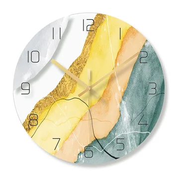 Nórdicos Decorativos de Mármol Impresión de Relojes de Pared en Silencio Cuarzo Circular Colgantes de Cristal de Reloj de Diseño Moderno Multi-color de la Decoración del Hogar