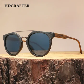 HDCRAFTER Vintage de Madera Gafas de sol para Hombres y Para Mujeres,de Alta Calidad de Lentes Polarizados UV400 Clásico de gafas de Sol Gafas Oculos De Sol De Madera