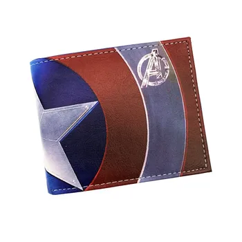 Comics Cartera Capitán América Tarjeta De Bolsas Famosas Amina De Dibujos Animados Bolsa De Cuero Masculina Casual De Marca Billeteras