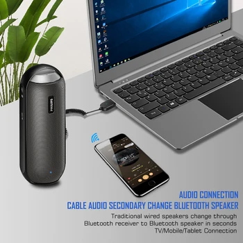 Bluetooth 5.0 Estéreo del Coche Receptor de Música Inalámbrico Adaptador de Audio para los Altavoces de los Auriculares Bluetooth de Manos Libres Kits de Coche AUX de 3,5 mm