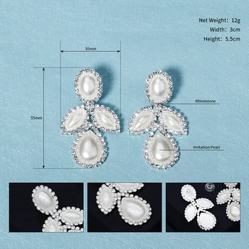 Miallo Moda Aretes de Perlas para las Mujeres Accesorios de diamantes de imitación de Plata de Color de Novia de la Boda de Utilidad Fiesta de Graduación de la Joyería Regalos